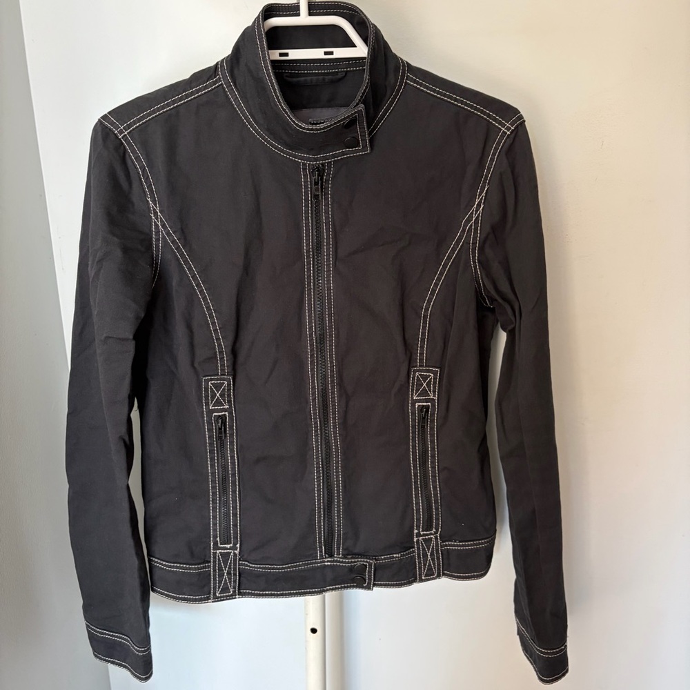 Mexx Contrast Stitch Stand Collar Moto Jacket